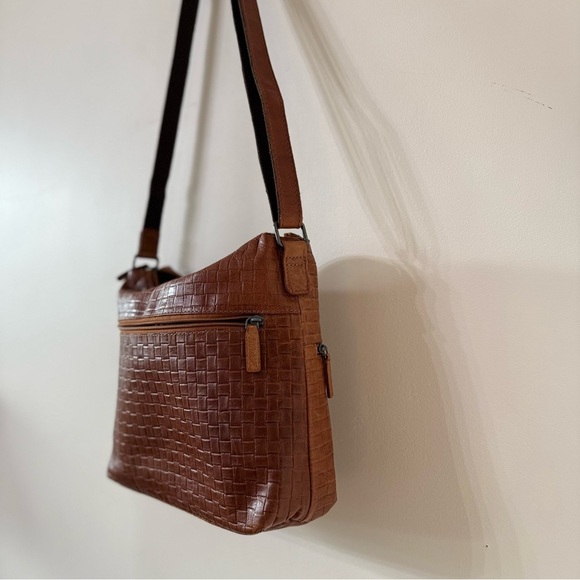 Jack Georges basketweave Leather Shoulder Bag - Picture 4 of 9